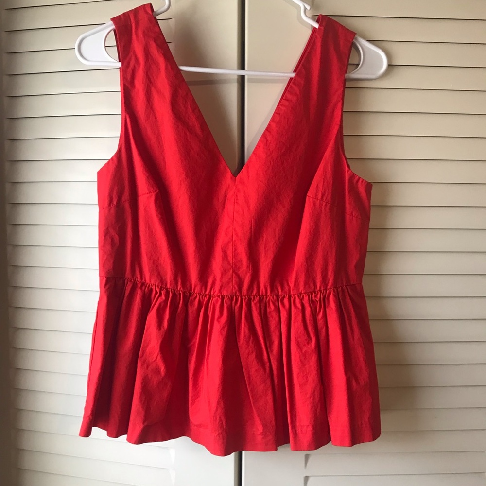 J. Crew Coral Peplum Top